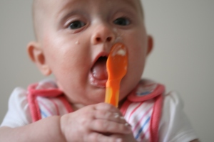 Baby tasting food