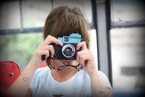 Diana F lomography camera and heart tattoo