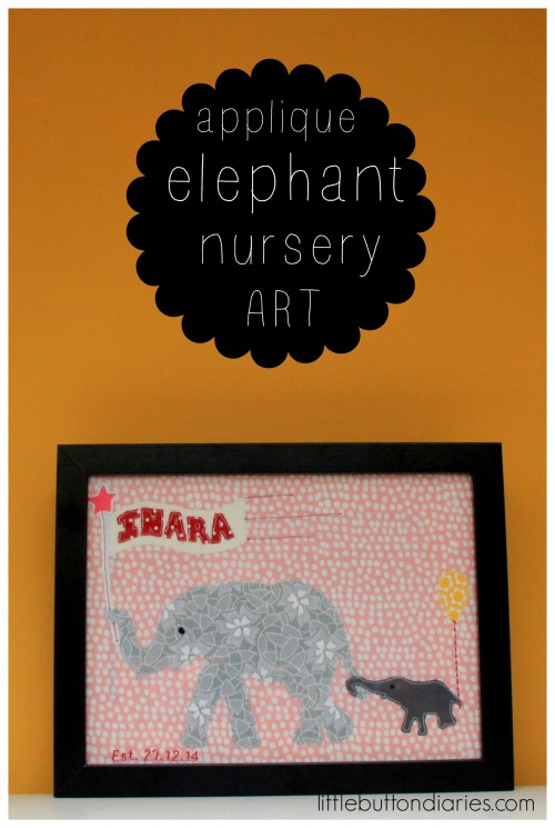 applique elephant nursery artwork